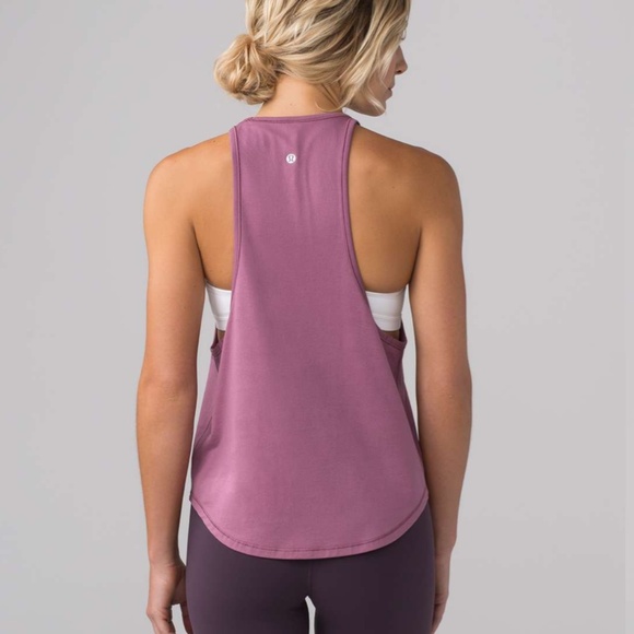 LULULEMON EUC Sweat Date Muscle Tank Top Figue Mauve 4 Cotton - Picture 9 of 9